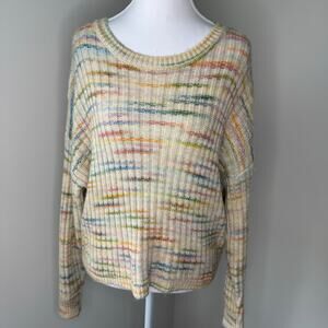 Lucky Brand Spacedye Knit Sweater | Size M | Pastel Rainbow